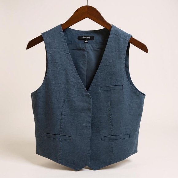 Madewell Single-Breasted Vest 100% Linen – Size 4 - Picture 1 of 5